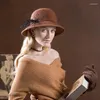 Berets Lady Fedoras Wool Hat Girls Woolen Dome Cap Winter Hats Edition Leisure Fashion Joker Brim A09