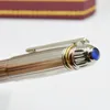 Pen de listra de metal clássica de alta qualidade Pen exclusiva de cinta torcida design azul canetas de esfera superior com número de séries