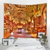 Bookshelf Tapestry Full Tapases Retro Wall suspendre la littérature et le thème d'art Tapestry Mystery Library Tapestry Library Bedroom Decor R0411