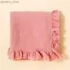 Decken wickelndes Ins Neues Baby Feste Farbe Spitze Gaze Decke Kinderkinder Deckel Decke Rüschelbades Handtuch Handtuch Halten Sie Quilt Y240411