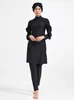 Copertura completa Black Burkini Conservative Swimsuit Muslim Womens Solid Colore Sleeve lunghe Cappelli da bagno Bruffer