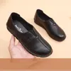 Casual Shoes Retro Dubbel Strappy Ballet Flats Women's Autumn Leather Loafers Mamma Wide Toe 2024 Ladies Slip Ons Printed Moccasins