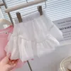 Girls Clothing Set 2023 Summer New Girls Baby Streaming Pearl Short Sleeve T-shirt Yarn Skirt Pants 2 Piece Set for Children