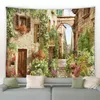 Tapisserie florale Européen Rétro Architectural Plantes vertes Home Garden mur suspendu paysage naturel