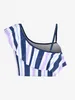 Rosegal Plus taille Femmes Trois pièces rembourrées Tankini Swimsuit Cold Brizer Stripe Colorblock Bikinis Set Swimswears imprimés ethniques