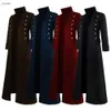 Men's Coat Vintage Medieval Costumes Steampunk Gothic Black Long Jacket Coat Vampire Cosplay Pirate Halloween Outfit S-4xl