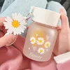 Water Bottles 350ml Cute Daisy Flower Glass Bottle Portable Girl Frost Drinking Milk Juice Outdoor Travel Tumbler