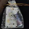 Opakowanie na prezenty 50pcs do rysowania Star-Moon Tiul to torby organza sheer pakowanie imprezy ślubne cukierki biżuteria