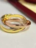 Designer charm Light luxury and high-end three ring for women 18k rose gold simple cool style niche fashion design personalized index finger