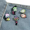 Jungen Kinderspiele Science Fiction Invader Zim Emaille Pin süße Anime -Filme Spiele Hart Emaille Pins Sammeln Sie Metal Cartoon Brosch Backpack Hat Bag Collar Revers Lapel Badges