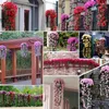 Flores decorativas Violet Violet Artificial Flower Flower Valentine Party Decoration Simulation Wall Basking Basket Orchid Fake Silk Vine