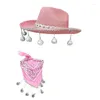 Bérets Kids Cowboy Chapeaux Western Hat With Bandana Costume Tassels Glitter Cowgirl pour les filles pour femmes F0S4