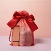 2023 Heißverkaufs 4 Größe neu 50 Prozent/Los Bowknot Red Mesh Bag Transparent Kosmetische Probenverpackung Speicherbeutel kann angepasst werden