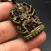 Decorative Figurines Copper Amulet Six-armed Mahakala Protector Hanging Brass Statue Tantric Buddha