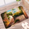 Bath Mats Scenery Bathroom Mat Town Garden Spring Plant Flower Pattern Non-slip Rugs Flannel Home Decor Kitchen Doorway Aisle Carpet