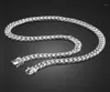 100 925 Collier d'homme de mode en argent sterling classique Italie Real épais pure chaîne de fouet cubain 10 mm 24 pouces Men039s bijoux13171759