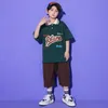 Kid Hip Hop Dance Clothes Boys T-shirt rosso Summer Jogger Street Dancewear Girls Jazz Practice Performance Costume 6 8 10 Y