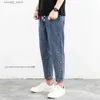 Męskie dżinsy wiosenne letnie dżinsy dżinsy bawełniane dżinsowe hip hop Slack Bottom Joggers Streetwear Chude Blue Pants Hombre Harem Spodni Men S-3xl L49