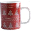 Mugs Merry Christmas Tree Printed Gifts Ceramic With Handgrip & Gold Spoon Japan Style Porcelain Red Orange Gift Box Coffee Mug