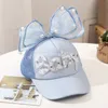 Summer Baby Girl Baseball Cap Large Bow Letter Peaked Hat for Toddler Solid Color Breathable Mesh Kids Sun Hats