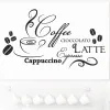 Café moderne Espresso Chocolate Window Mur Sticker Kitchen Cafe Cafe Italy Mug Mur Securant Resturant Vinyl Vinyl Home Decor