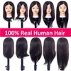 10-18 pouces Cosmétologie Head mannequin avec coiffure 100% Human Hair Haipressser Practice Style Traiding Manikin Doll Head