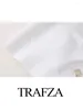 Frauenanzüge Trafza Spring Blazers Frau 2024 Trendy White O-Neck Long Sleeves Schnürdekoration Single Breace Feme Feme Fashion Casual