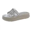 Slippers Crystal Flats Women Platform Cozy Shoes Casual Dress Sandals Summer 2024 Flip Flops Walking Brand Femme Slides