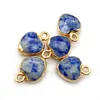 Natural Stone Pendant Heart Shape Lapis Lazuli Pink Crystal Tiger Eye Charm för smycken Making DIY Halsband örhänge Tillbehör