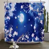 Shower Curtains Blue Sky And White Clouds Curtain 3D Spring Flower Scenery Printed Waterproof Fabric Bathroom Home Decor