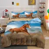 Horse Dog King Queen Litter Set 3d Animaux imprimés Adult Kids Gift Cover Couverture de courtepointe de courtepointe Polyester