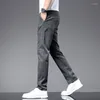 Herenbroeken Kleding 2024 Spring Summer Plaid Work Stretch Men Business Fashion Fashion Slim Gray Blue Party Casual Pant Trousers mannelijk