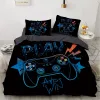 Gamer duvet cover för pojkar spel coola spel gamepad sängkläder tonåring gåvor videospel controller modern gradient röd och blå