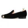 Casual Shoes Plus Size Men Metal Toe Black Velvet Smoking Slipper Male Prom and Banket Loafers Men's Flats 4-17