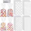 Gift Wrap 100 Pieces White Cellophane Candy Bags With Twist Ties Stripes Polka Dot Printed Pattern Goodie For Weddings Party Favors