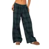 Women's Pants Women Summer Vintage 2000s Aesthetic Casual Trousers Classic Plaid Print Elastic Waist Loose Wide Leg Lounge