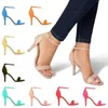 Sandały dla kobiet seksowne otwarte stóp do kostki Pasek na wysokim obcasie buty damskie buty buty 9cm w połowie cienkiego pięty letnie impreza ślubna buty plus size 240410