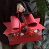 DIY Valentine's Day Bow Paper Packing Box With Transparent PVC Window Display Gift Box Wedding Cookie Candy Cake Christmas Boxes