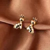 Studörhängen Harong Giraffe Drop Earring Retro 585 Rose Gold Plated Lovely Animal Jewelry Woman Daily Accessories Mors dag