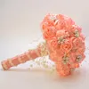 Decorative Flowers Beautiful Vory Ribbon Stunning Pearls Beaded Bridal Bouquet Bridesmaid Wedding Bouquets Ramo De Novia