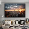 New York Cityscape Canvas Peinture Sunrise dans la ville moderne HD Potographing Print Wall Art Picture pour Office Home Decor Affiche