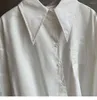 Женские блузки Zadily 2024 Лето повседневные с длинным рукавом Женщины белая хлопчатобумажная рубашка нерегулярная пуговица вверх дам блуз