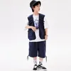 Kinderen concert hiphop kleding witte t -shirt vest tops casual cargo shorts voor meisjesjongen jazzdans kostuums outfit met kleding