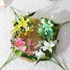 Decoratieve bloemen 1 st gesimuleerd Lily Seven Heads Wedding Slaapkamer Bloemarrangement Pography Props Home Decoratie kunstmatige zijde