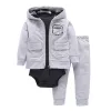 Trousers Long sleeve stripe hooded coat+rompers+pants for BABY BOY CLOTHES newborn girl clothing infant outfit spring autumn suit 2022