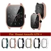 Hårt PC -täckningsfodral Tempererat glasskärmskydd för Huami Amazfit GTS 4 GTS4 SMART Watch Armband Straps