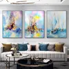Abstract Landscape Painting Yachts and Sailboats Sea View Canvas Poster Print Wall Art Picture for Living Room Home Decoration