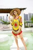 H80 S90 Fringe Crochet Beach Cover Up Women Sexy Summer Swimwear Bathing Suite Tassel Tank Top Pareo Handmade Jurk 240403