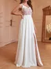 Vestidos casuais renda retchwork white 2024 vestido de senhora verão elegante mulheres v pesco