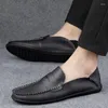 Sapatos casuais, dirigindo respirável, masculino de couro elegante elegante elegante mocassins artesanais